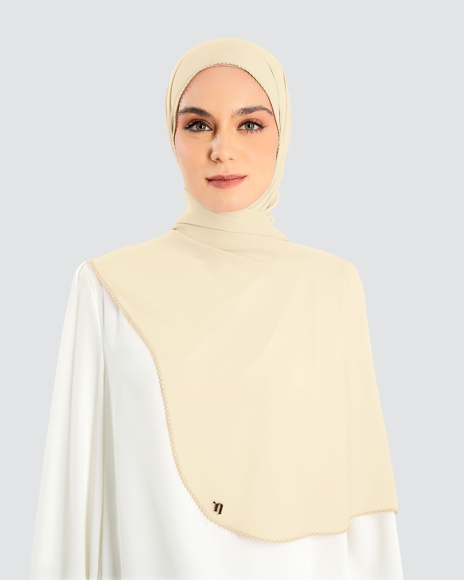 DELILAH CHIFFON SHAWL - CUSTARD