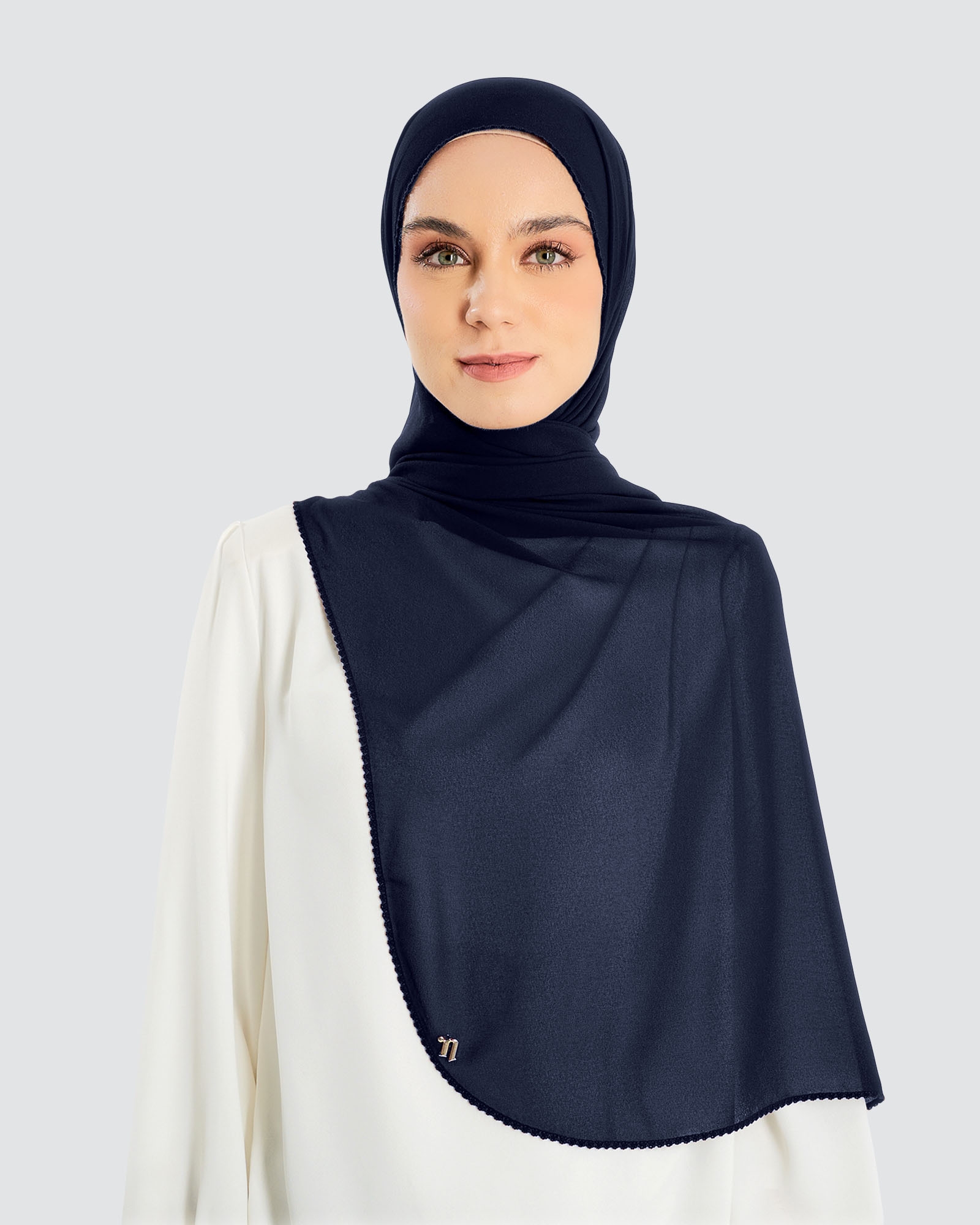 DELILAH CHIFFON SHAWL - NAVY