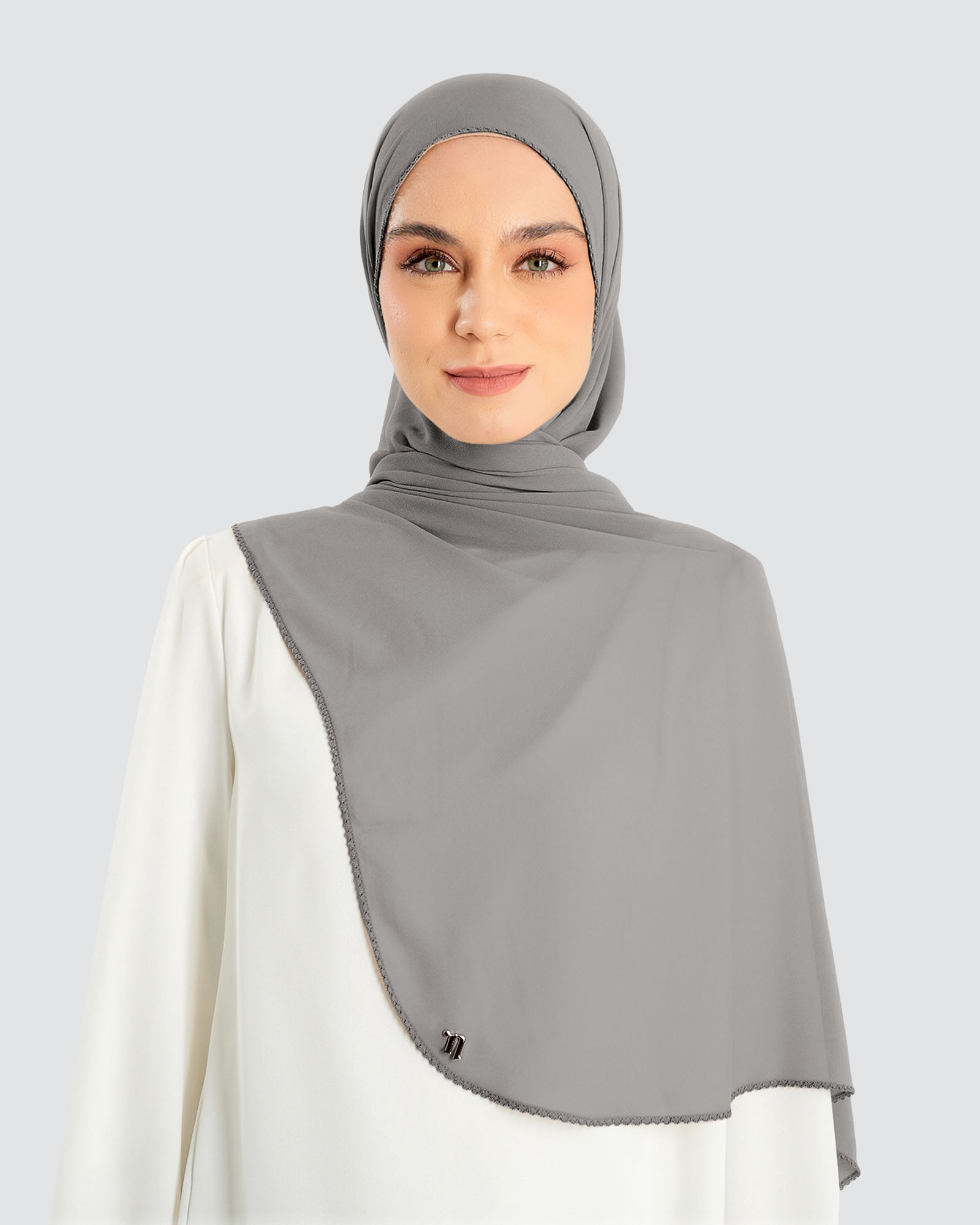 DELILAH CHIFFON SHAWL - SMOKESTONE