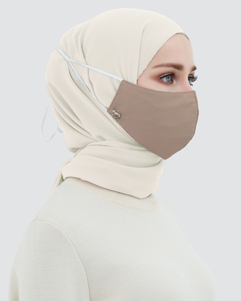 3-PLY COTTON FACE MASK - ADJUSTABLE STRAP - BROWN