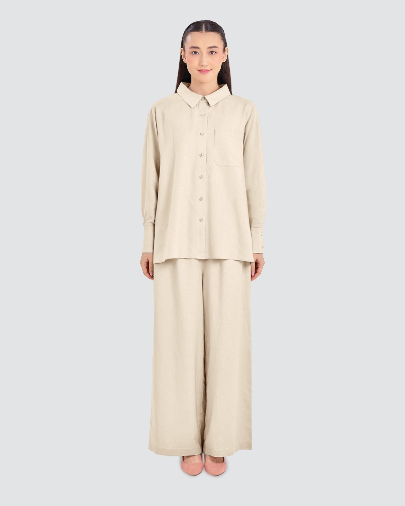 Image of FAYE LINEN PANTS - ECRU