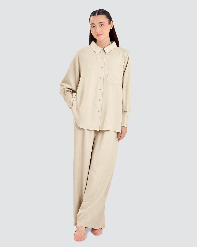 Image of FAYE LINEN PANTS - ECRU
