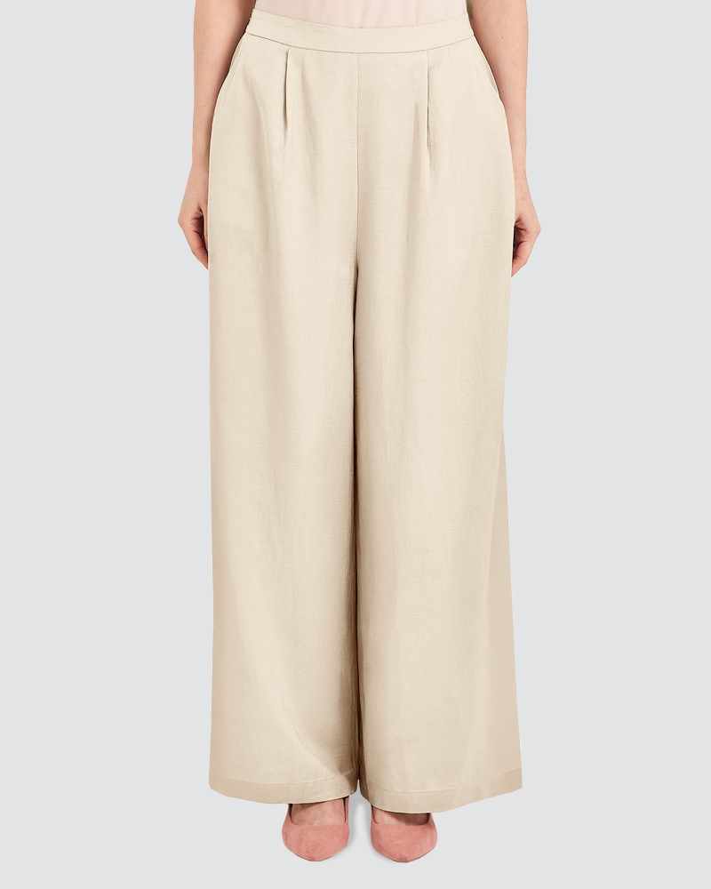 Image of FAYE LINEN PANTS - ECRU