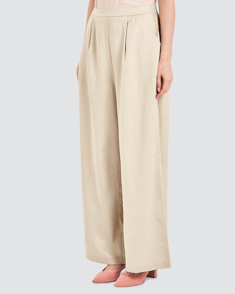 Image of FAYE LINEN PANTS - ECRU