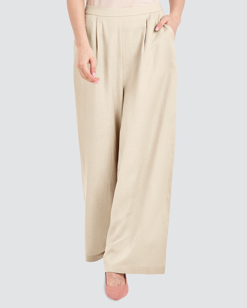 Image of FAYE LINEN PANTS - ECRU