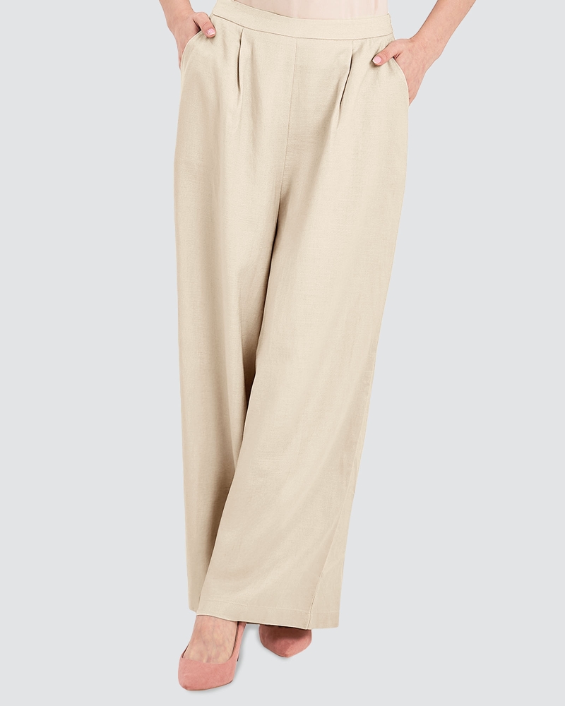 Image of FAYE LINEN PANTS - ECRU