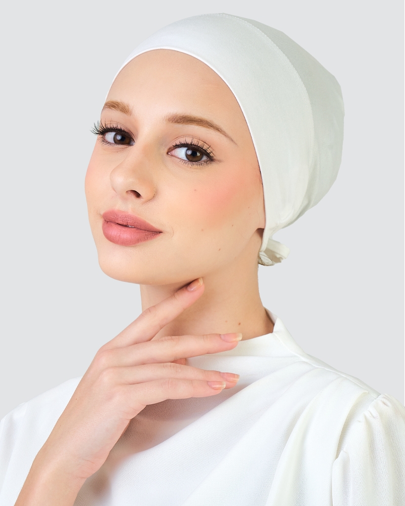 Image of INNER DRAWSTRING SNOWCAP - WHITE