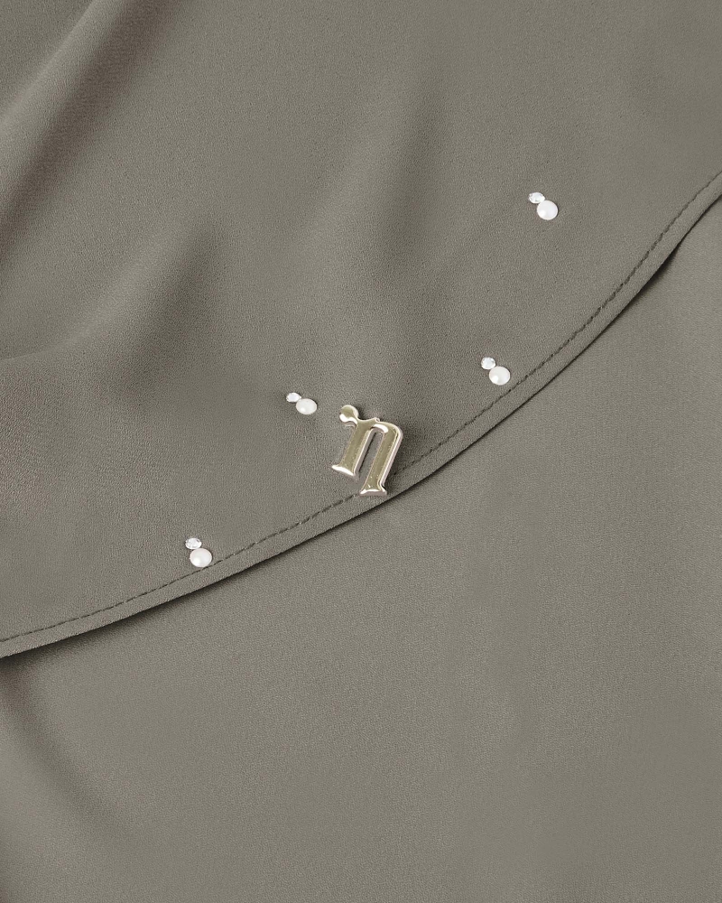Image of LADY WARDA CRYSTAL CHIFFON SHAWL - GRANITE