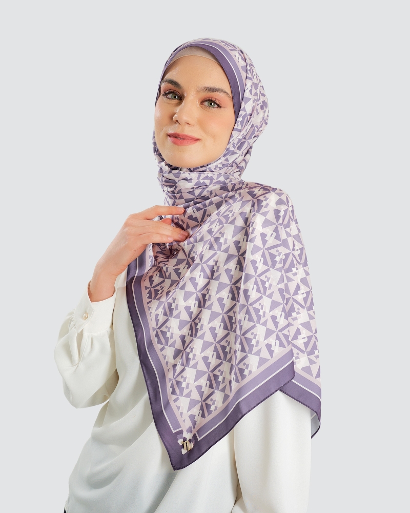 MONOGRAM ORIGAMI SHAWL - DUSTY PLUM