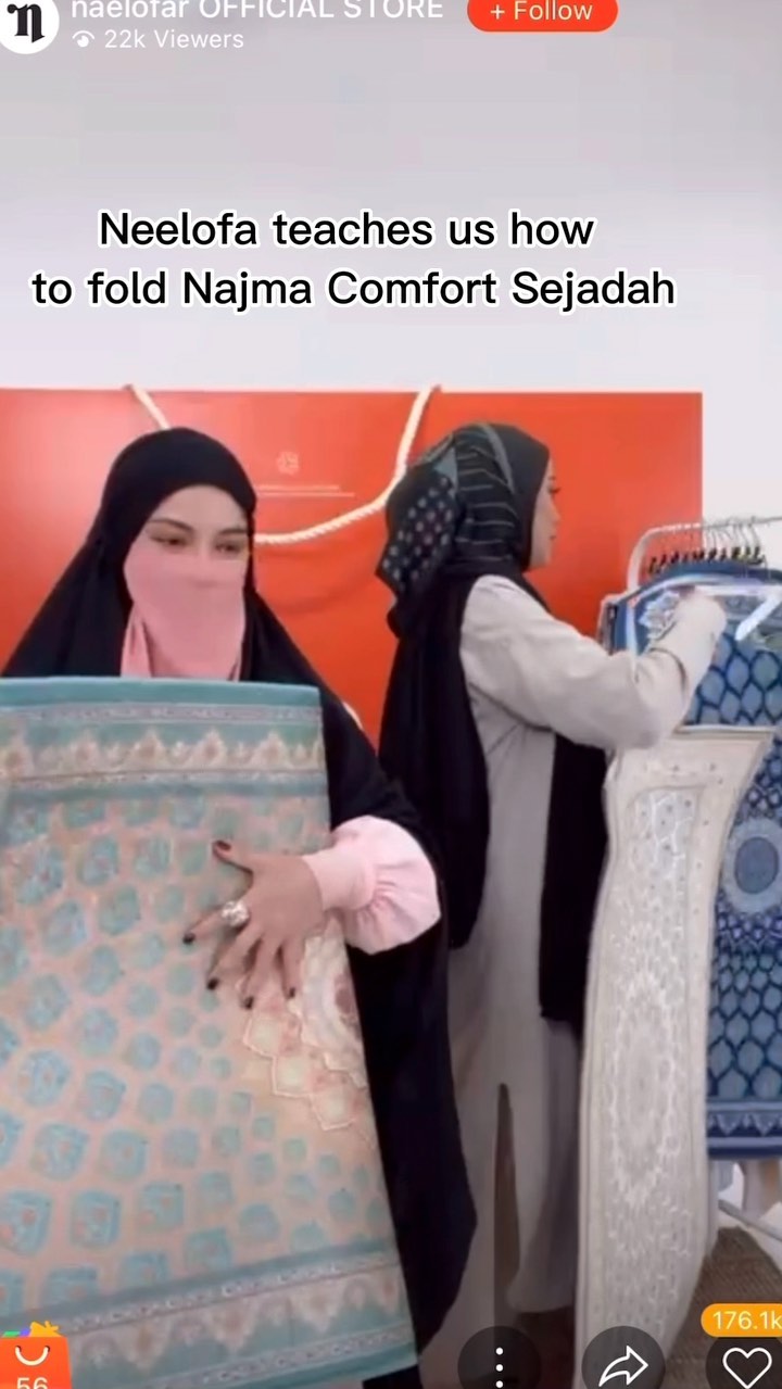 How often do YOU simply fold your sejadah with your telekung in it? Say goodbye to that and take cue from @neelofa herself on folding the Najma Comfort Sejadah neatly or any sejadah for that matter! Double tap if you needed this video tutorial. <br/>
<br/>
Psst, did you know that we are having a sale for all our telekung sets? If you want to get your hands on what Neelofa was wearing in this clip, click link in bio to add to cart or head on over to the nearest Naelofar store. <br/>
#Naelofar